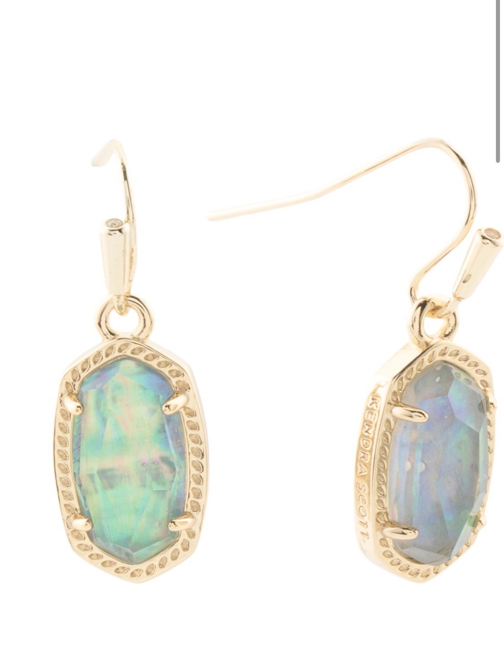 Kendra Scott Gold Iridescent Opal Dangle Earrings - Picture 4 of 4